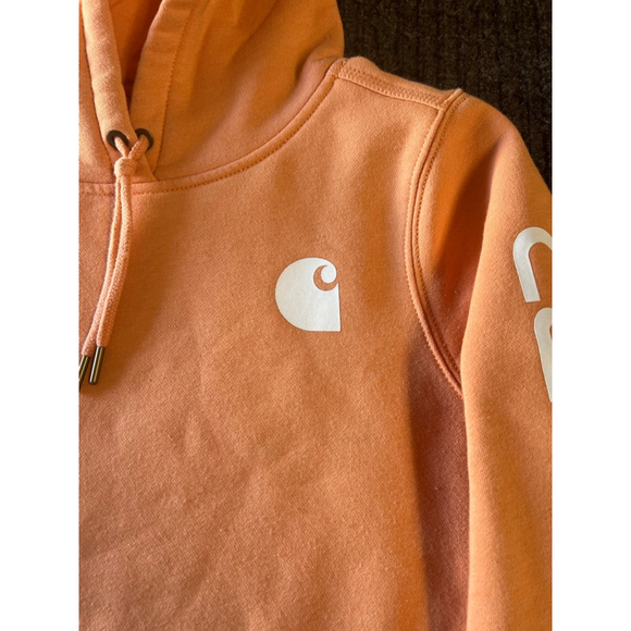 Carhartt Pastel Orange Relaxed Fit Drawstring Hoodie Women’s Size XS EUC - Picture 3 of 9